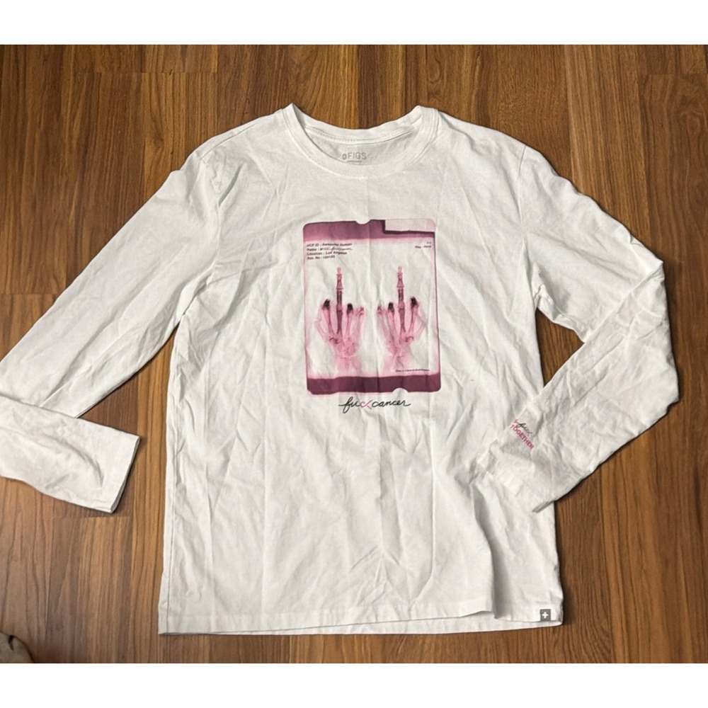 FIGS Women's Medium/M Flip Off F Breast Cancer Awareness Shirt NWOT